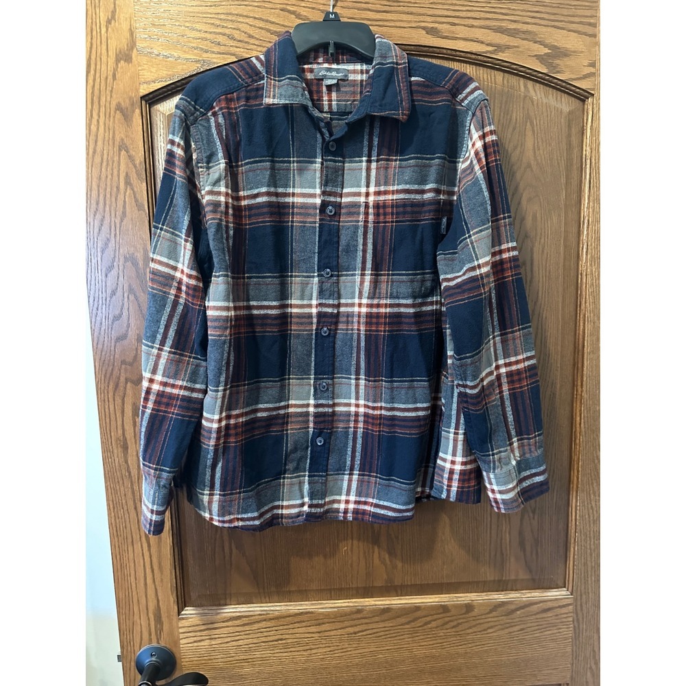 Eddie Bauer Mens XL Flannel Shirt Plaid Button Up Long Sleeve‎ Outdoors Casual